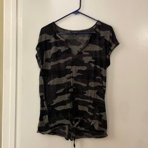 LUCKY BRAND short sleeve camo shirt with tie